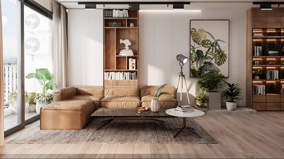 phòng khách căn họ 4 phòng ngủ Feliz Homes