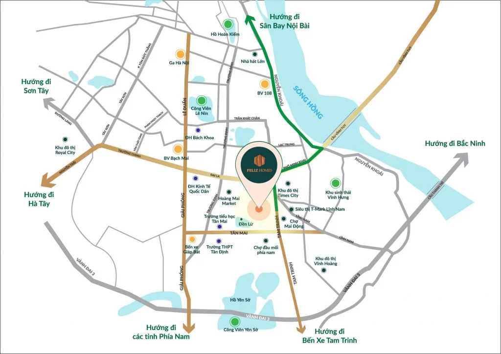 Vị trí dự án Feliz Homes Hoàng Mai Vị trí dự án Chung cư Feliz Homes Hoàng Mai