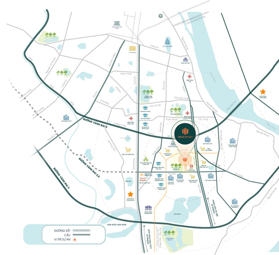 vị trí chung cư cao cấp Hoàng Mai