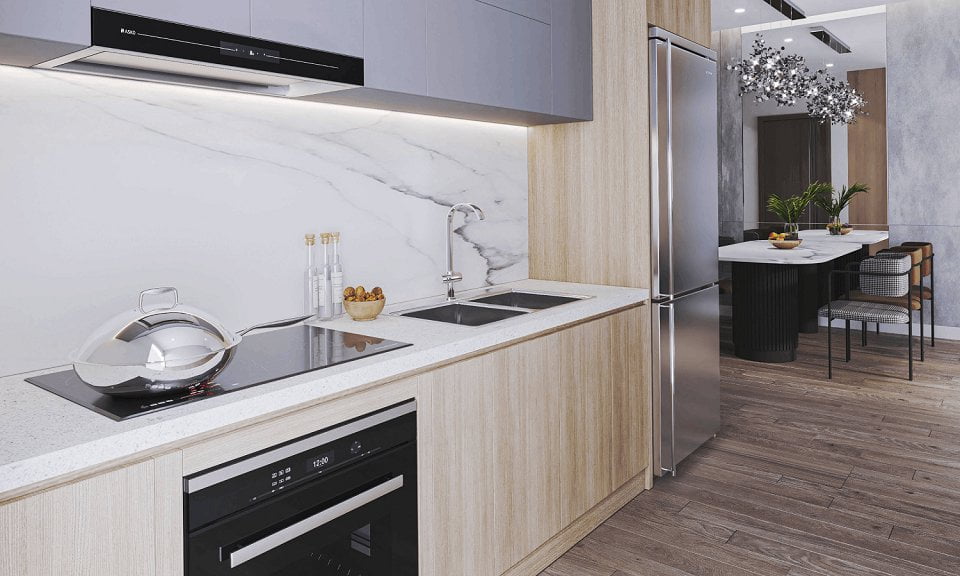 Thiết kế khu bếp căn hộ 2 phòng ngủ Feliz Homes